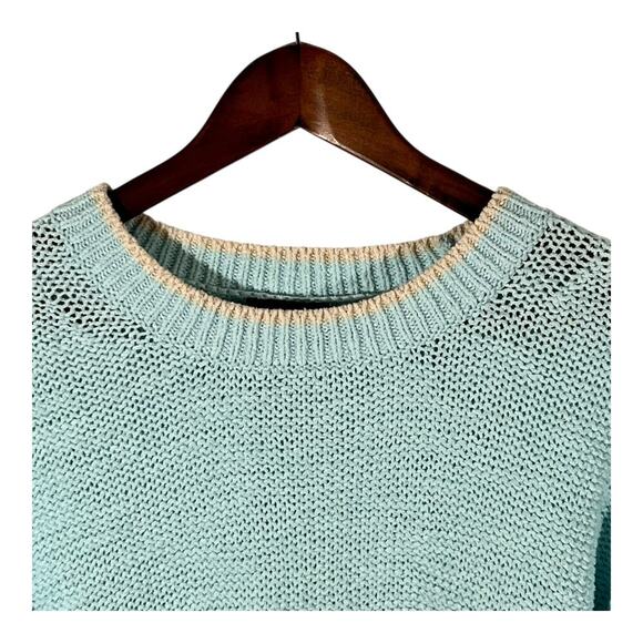 J.Crew Relaxed Cotton Sweater Aqua Blue Beach Style Size Medium - Picture 3 of 10